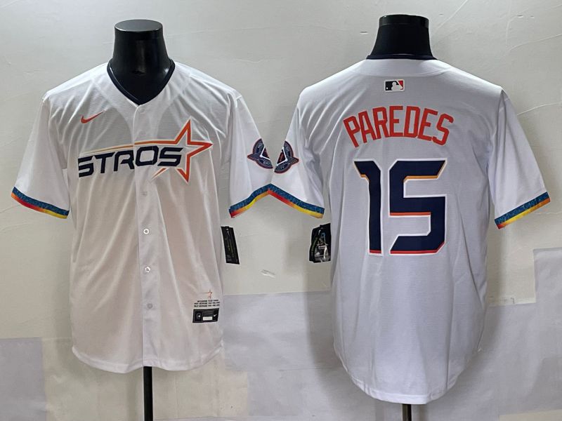Men Houston Astros #15 Paredes White Fourth generation Joint Name 2025 Nike MLB Jersey style 1->houston astros->MLB Jersey